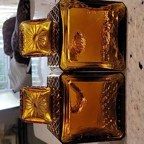 Amber Glass Decorative Bottles Vintage - Picture 3 of 6